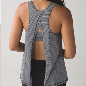 lululemon athletica Black and White Striped Tank Top